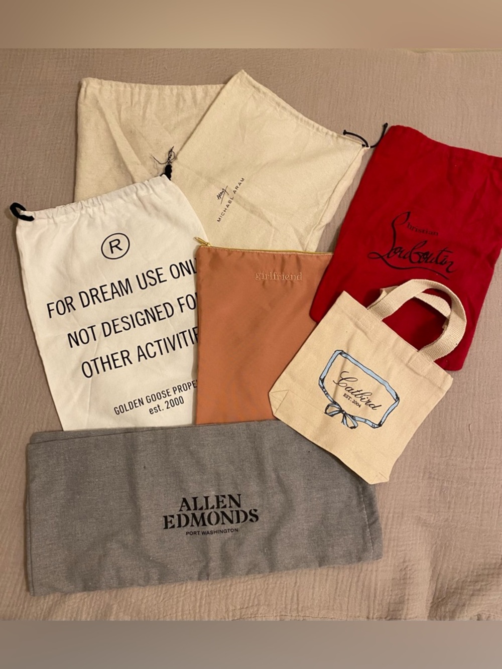 ASSORTMENT DUST BAG; Catbird Christian Louboutin Golden Goose Michael Aram